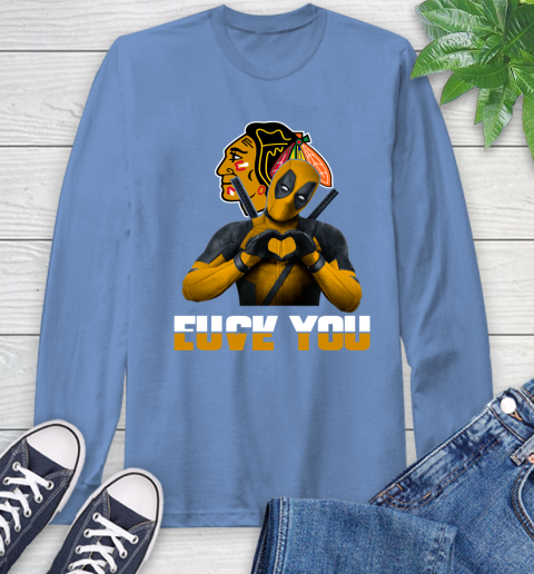 NHL Chicago Blackhawks Deadpool Love You Fuck You Hockey Sports Long Sleeve T-Shirt 12