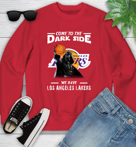 NBA Come To The Dark Side We Have Los Angeles Lakers Star Wars Darth Vader Basketball Youth Sweatshirt 8