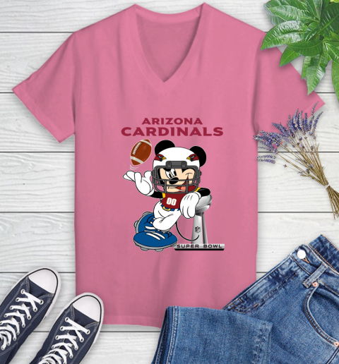NFL Arizona Cardinals Mickey Mouse Disney Super Bowl Football T Shirt Women's V-Neck T-Shirt 13