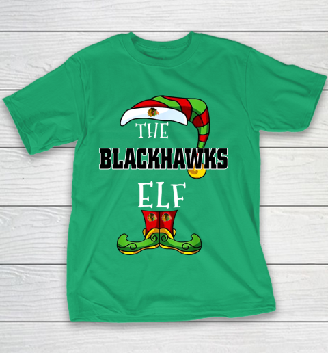 Chicago Blackhawks Christmas ELF Funny NHL Youth T-Shirt 3