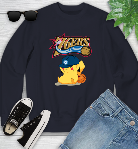 NBA Pikachu Basketball Sports Philadelphia 76ers Youth Sweatshirt 3