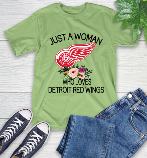 NHL Just A Woman Who Loves Detroit Red Wings Hockey Sports T-Shirt 9