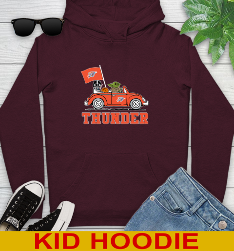 NBA Basketball Oklahoma City Thunder Darth Vader Baby Yoda Driving Star Wars Shirt Youth Hoodie 7