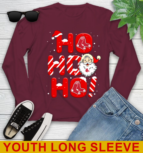 Boston Red Sox MLB Baseball Ho Ho Ho Santa Claus Merry Christmas Shirt Youth Long Sleeve 6
