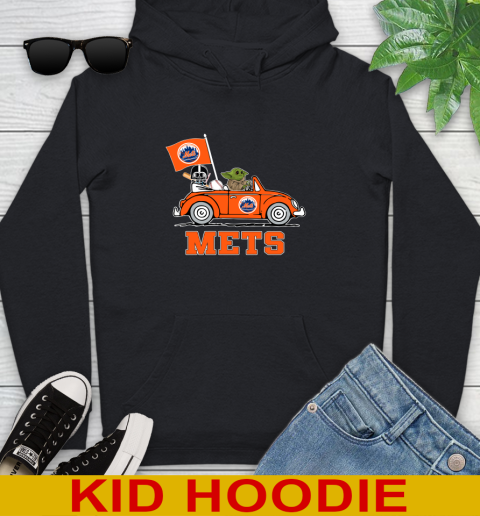 MLB Baseball New York Mets Darth Vader Baby Yoda Driving Star Wars Shirt Youth Hoodie 2