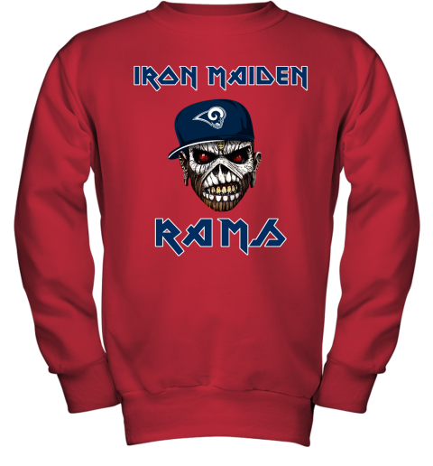 NFL Los Angeles Rams Iron Maiden Rock Band Music Football Sports UEPnpBsBWlE youth sweatshirt 47 95 151514 front red