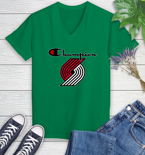 NBA Basketball Portland Trail Blazers Champion Shirt Women's V-Neck T-Shirt 3
