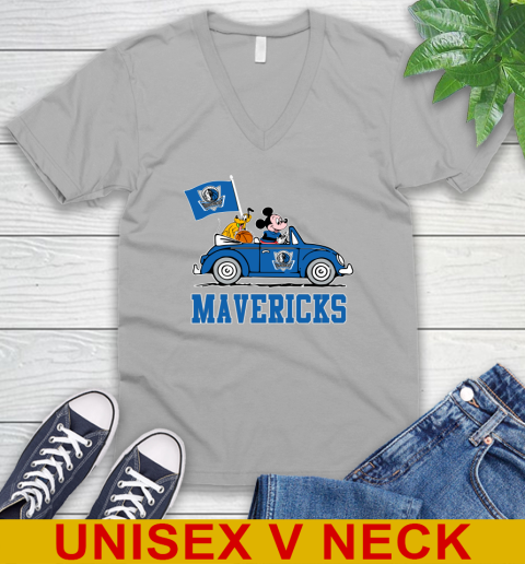 NBA Basketball Dallas Mavericks Pluto Mickey Driving Disney Shirt V-Neck T-Shirt 4