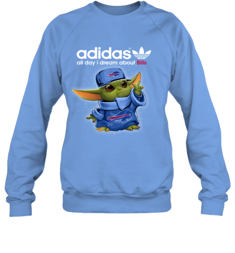 Baby Yoda Adidas All Day I Dream About  Bills eagd baby yoda adidas all day i dream aboutbills sweatshirt 35 front carolina blue