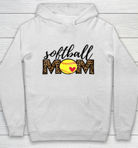 Softball Mom Leopard Funny Baseball Mom Mother s Day 2021 Hoodie