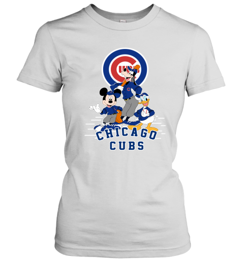 Chicago Cubs Mickey Donald And Goofy Baseball Women's T-Shirt
