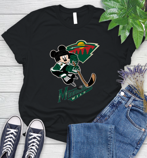 NHL Minnesota Wild Mickey Mouse Disney Hockey T Shirt Long Sleeve