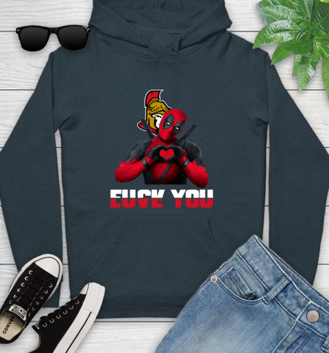 NHL Ottawa Senators Deadpool Love You Fuck You Hockey Sports Youth Hoodie 10