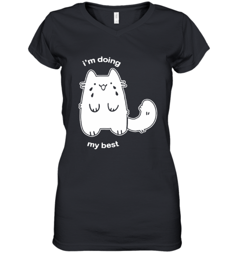 Fluffy Plusheen Cat I'm Doing My Best Women's V-Neck T-Shirt
