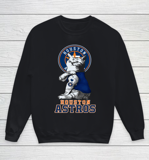 MLB Baseball My Cat Loves Houston Astros Youth Sweatshirt