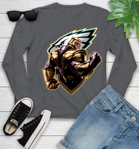NFL Thanos Avengers Endgame Football Sports Philadelphia Eagles Youth Long Sleeve 8