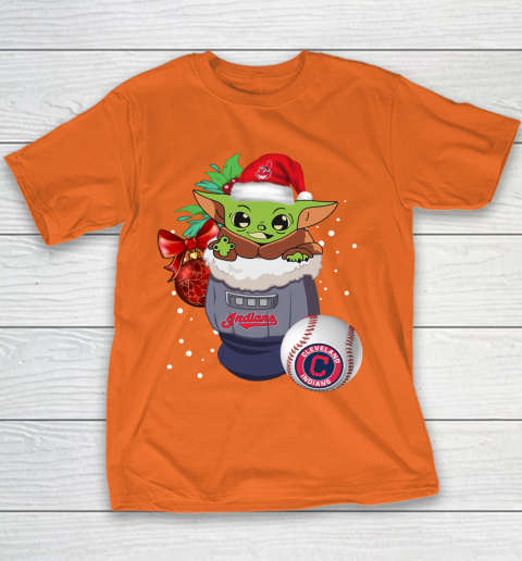 Cleveland Indians Christmas Baby Yoda Star Wars Funny Happy MLB Youth T-Shirt 6