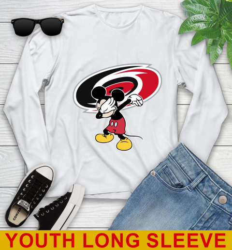 Carolina Hurricanes NHL Hockey Dabbing Mickey Disney Sports Youth Long Sleeve