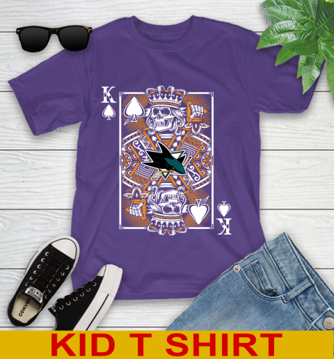 San Jose Sharks NHL Hockey The King Of Spades Death Cards Shirt Youth T-Shirt 3