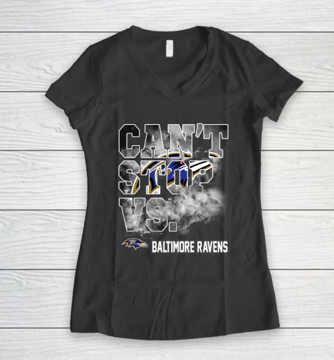 NFL Baltimore Ravens Can't Stop Vs Women's V-Neck T-Shirt 6