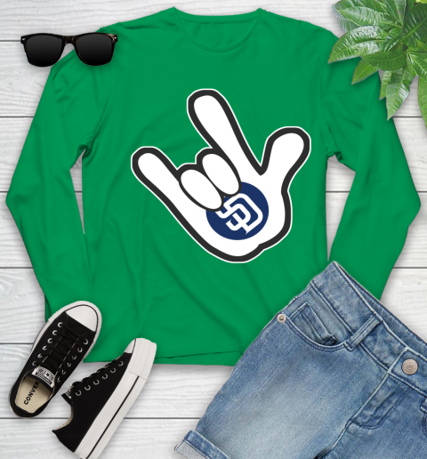 San Diego Padres MLB Baseball Mickey Rock Hand Disney Youth Long Sleeve 6