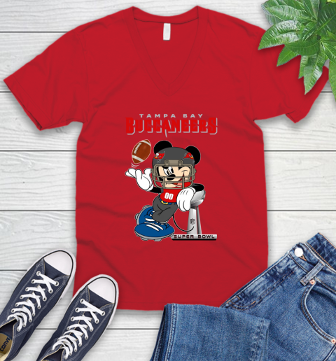 NFL Tampa Bay Buccaneers Mickey Mouse Disney Super Bowl Football T Shirt V-Neck T-Shirt 7