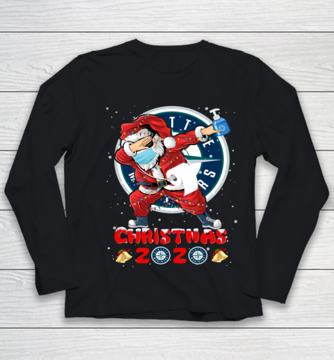 Seattle Mariners Funny Santa Claus Dabbing Christmas 2020 MLB Youth Long Sleeve