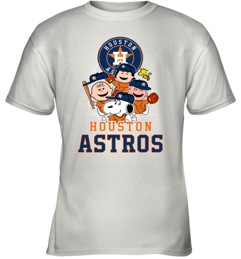 MLB Houston Astros Snoopy Charlie Brown Woodstock The Peanuts Movie  Baseball T Shirt Youth T-Shirt