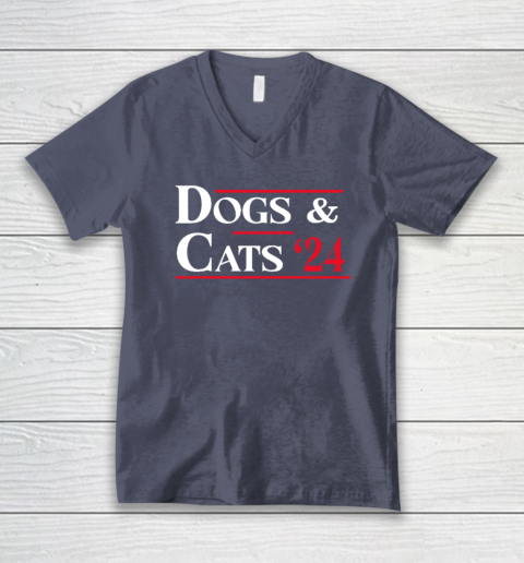 Dogs and Cats 2024 They're Eating The Dogs V-Neck T-Shirt 6
