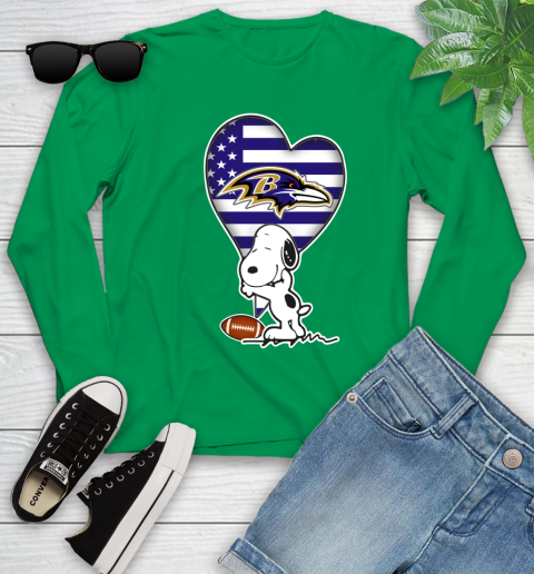 Baltimore Ravens NFL Football The Peanuts Movie Adorable Snoopy Youth Long Sleeve 6