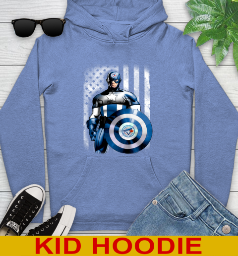Toronto Blue Jays MLB Baseball Captain America Marvel Avengers American Flag Shirt Youth Hoodie 12