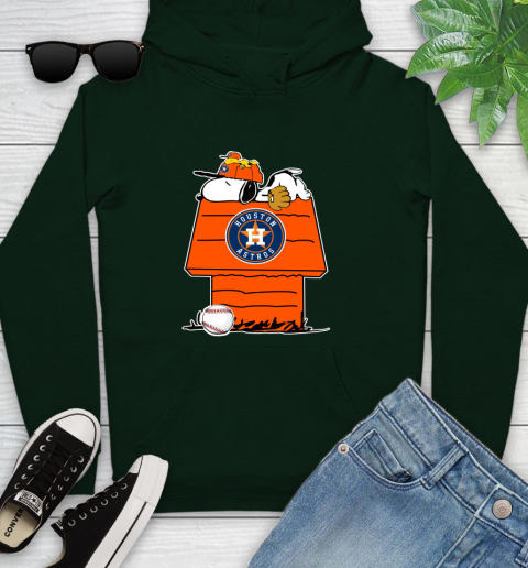 MLB Houston Astros Snoopy Woodstock The Peanuts Movie Baseball T Shirt Youth Hoodie 13