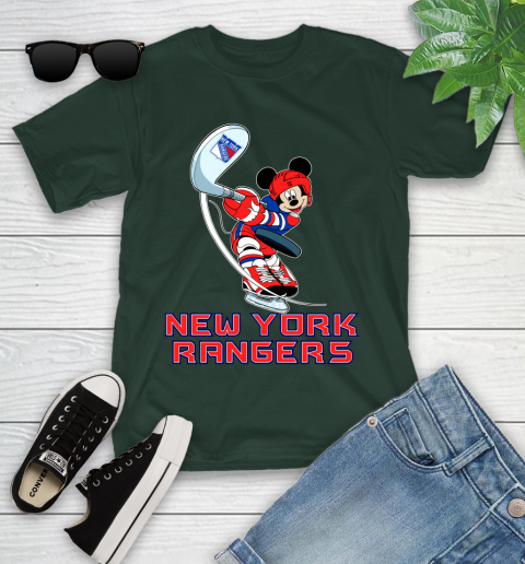 NHL Hockey New York Rangers Cheerful Mickey Mouse Shirt Youth T-Shirt 5