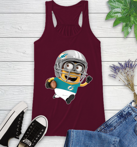 NFL Miami Dolphins Minions Disney Football Sports Racerback Tank 3