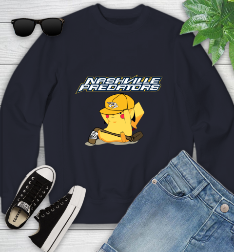 NHL Pikachu Hockey Sports Nashville Predators Youth Sweatshirt 3