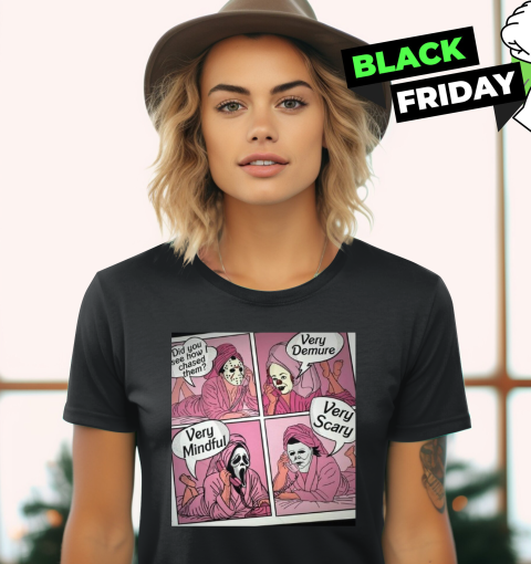 Horror Characters Pink Skincare 2024 Halloween Women's T-Shirt