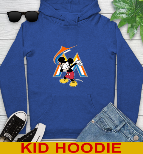Miami Marlins MLB Baseball Dabbing Mickey Disney Sports Youth Hoodie 10