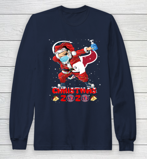 Houston Texans Funny Santa Claus Dabbing Christmas 2020 NFL Long Sleeve T-Shirt 2