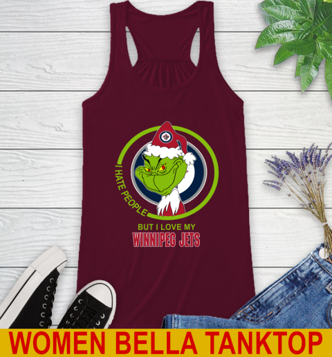 Winnipeg Jets NHL Christmas Grinch I Hate People But I Love My Favorite Hockey Team Racerback Tank 3