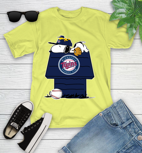 MLB Minnesota Twins Snoopy Woodstock The Peanuts Movie Baseball T Shirt Youth T-Shirt 8