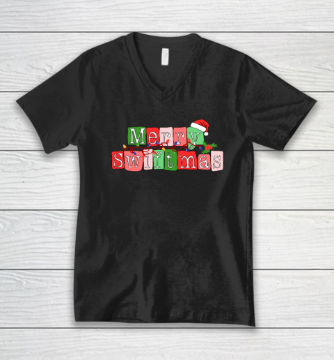 Merry Swiftmas Christmas Funny Santa Xmas Family Matching V-Neck T-Shirt