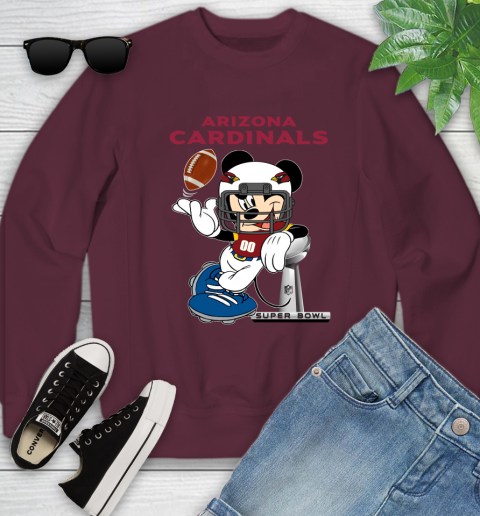 NFL Arizona Cardinals Mickey Mouse Disney Super Bowl Football T Shirt Youth Sweatshirt 5