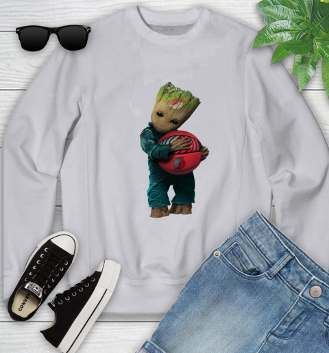 NBA Groot Guardians Of The Galaxy Basketball Sports Portland Trail Blazers Youth Sweatshirt 4