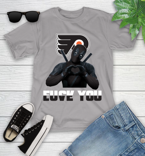 NHL Philadelphia Flyers Deadpool Love You Fuck You Hockey Sports Youth T-Shirt 4