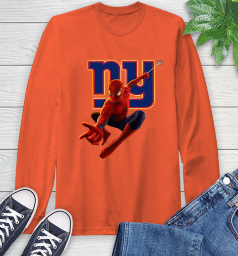 NFL Spider Man Avengers Endgame Football New York Giants Long Sleeve T-Shirt 5