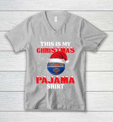 New York Knicks This Is My Christmas Pajama Shirt NBA V-Neck T-Shirt 3