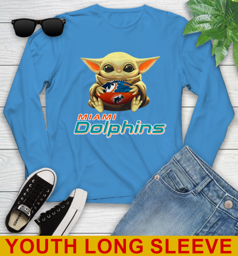 NFL Football Miami Dolphins Baby Yoda Star Wars Shirt Youth Long Sleeve 8
