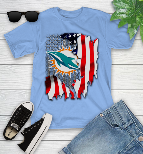 Miami Dolphins NFL Football American Flag Youth T-Shirt 15