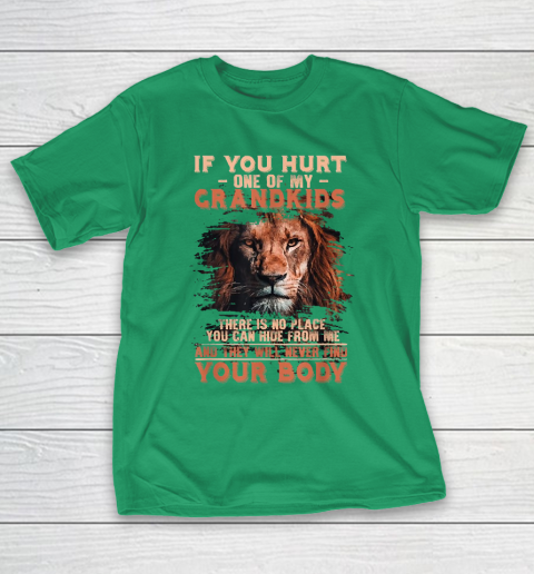 Grandpa Funny Gift Apparel  If You Hurt One Of My Grand Funny Lion Grandpa T-Shirt 15