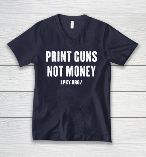 Print guns not money shirt V-Neck T-Shirt 2